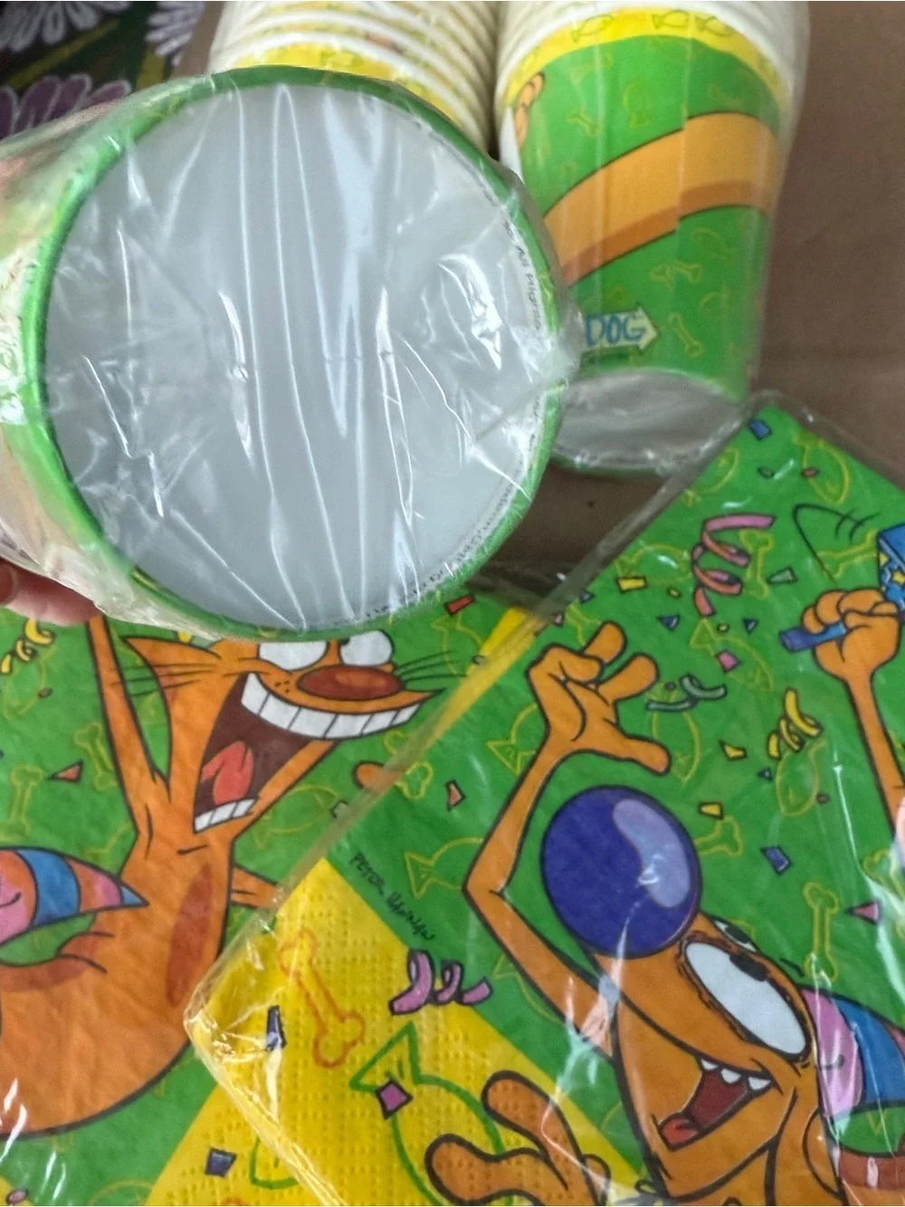 Vintage 90’s DesignWare Dog and Cat Party Napkins and Cups Happy Birthday